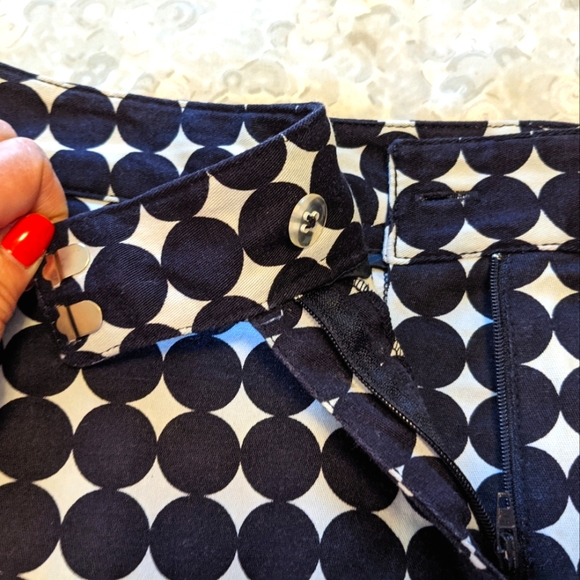 Navy Blue and White Polka Dot Cotton Mini Skirt- Size 8 - Picture 2 of 5